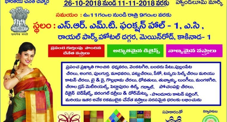 National Handloom Expo 2018 at SRMT Function Hall, Kakinada