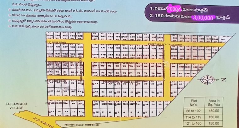 Open Plots for Sale at Kodada Highway, Mudhigonda,Khammam District