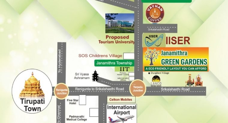 Open Plots For Sale at Janamitra Green Gardens,Yerpedu, Tirupati.