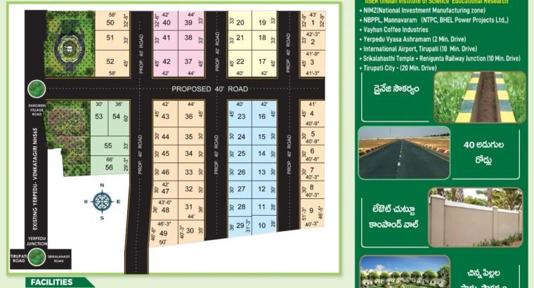 Open Plots For Sale at Janamitra Green Gardens,Yerpedu, Tirupati.