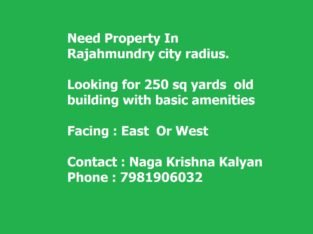 Looking for old property to buy in Rajahmundry City — Looking around 75-85 Lakhs (Square yards 250 square yards)