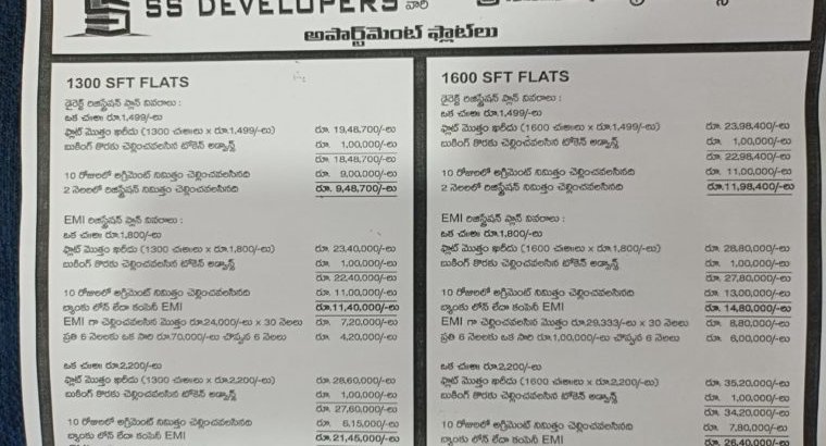 1BHK Residential Flats For Sale at Lalacheruvu, Rajahmundry.