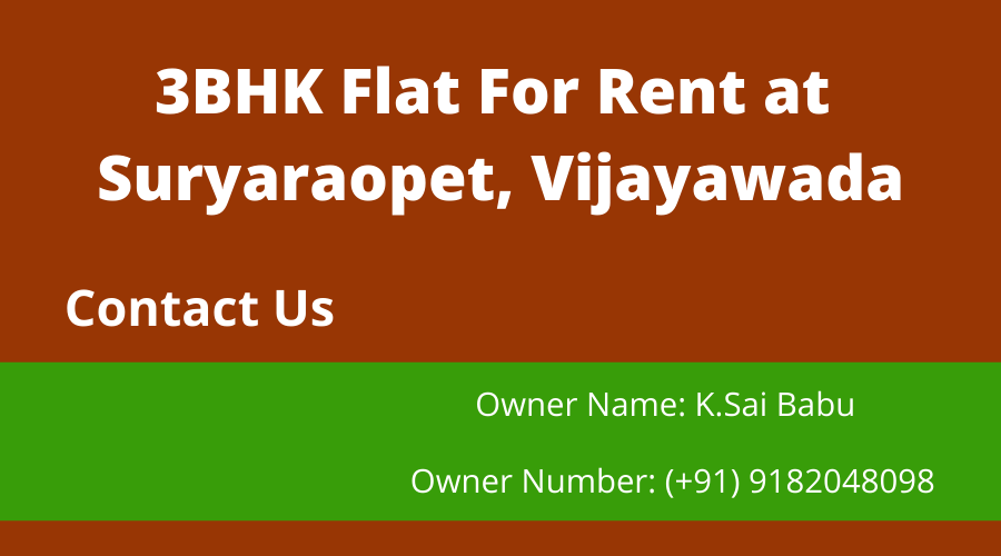 3BHK Flat For Rent at Suryaraopet, Vijayawada