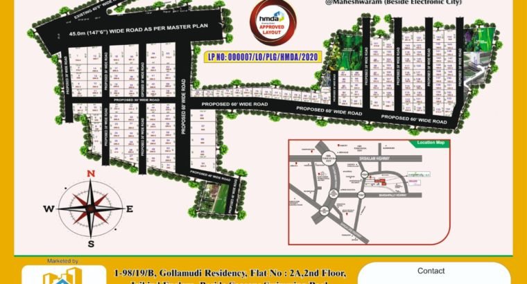 Open Plots For Sale Maheswaram Beside Electronic SEZ, Hyderabad.