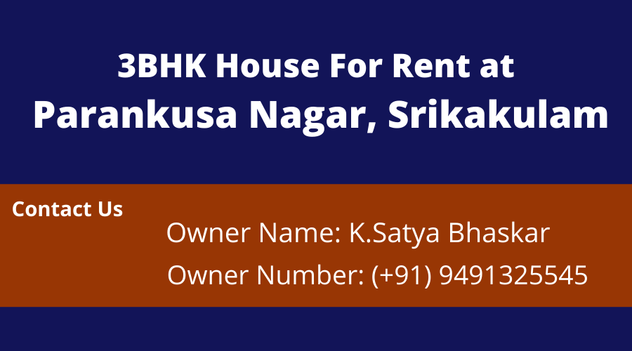 3BHK House For Rent at Parankusa Nagar, Srikakulam